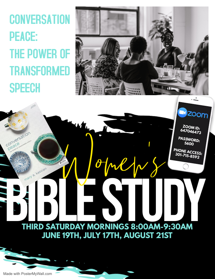 Women's Bible Study Flyer: July 17 and August 21